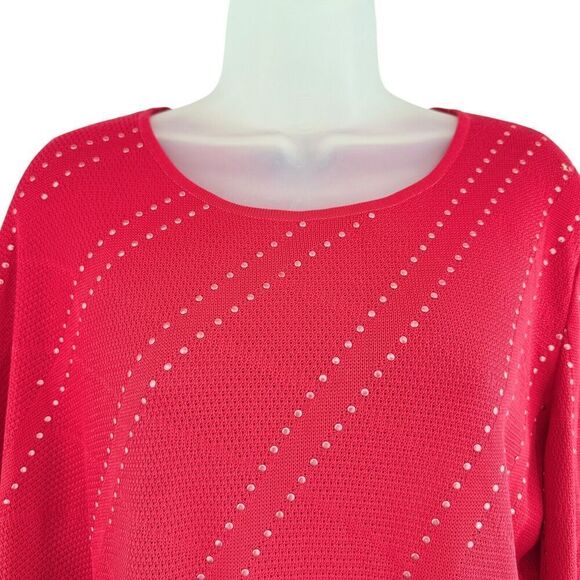 Ming Wang Tunic Top Blouse Size Large Poncho Sleeve Studded Lagenlook Boxy - Picture 7 of 11